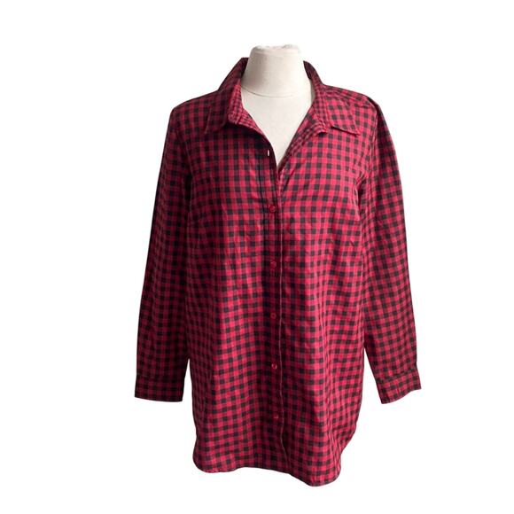 BLAIR Buffalo Plaid Button Down Shirt Womens Sz Medium Red Black Grunge Campcore - Picture 1 of 7
